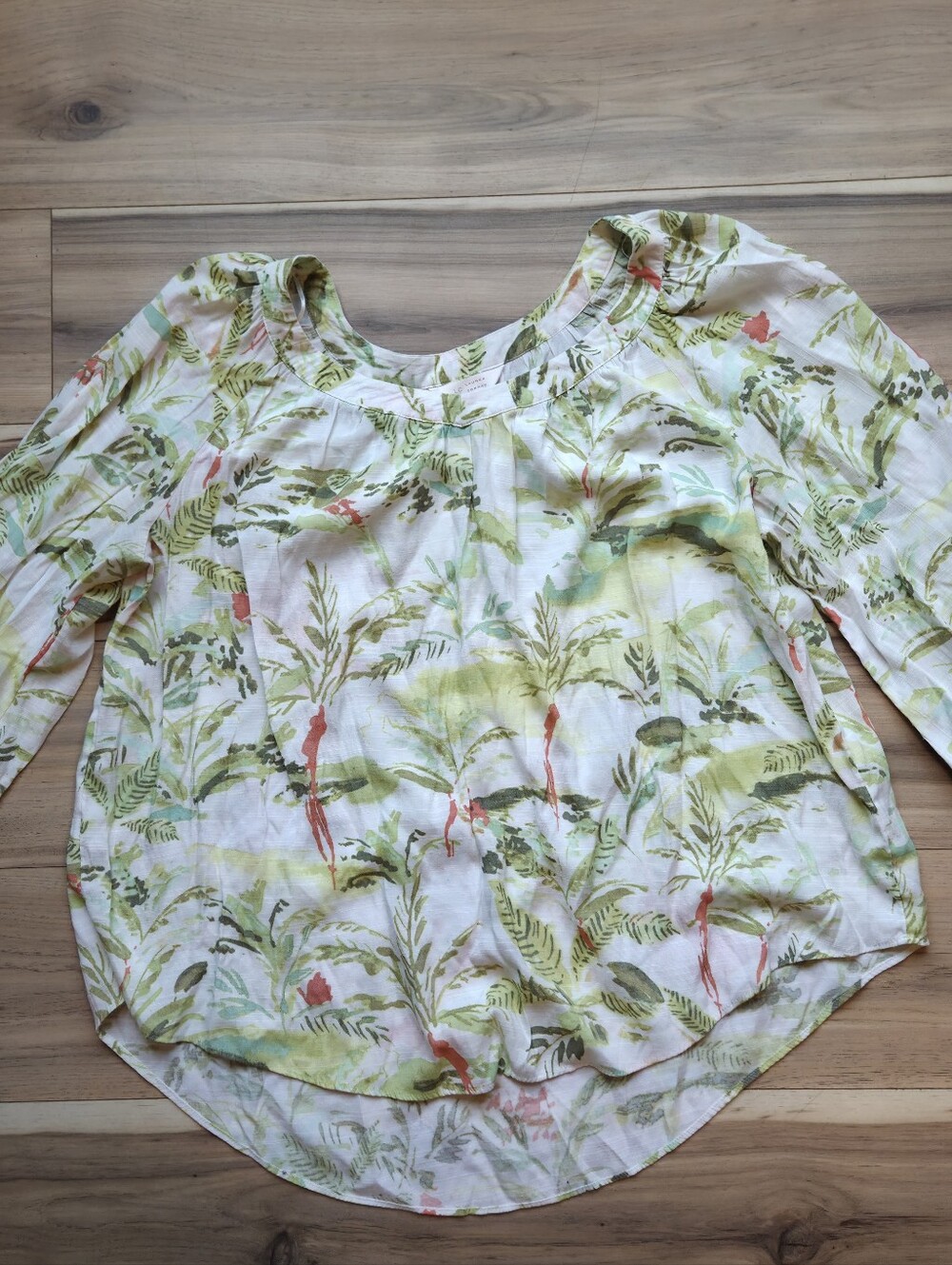 ​LC Lauren Conrad Women's Tropical Leaf Print Blouse